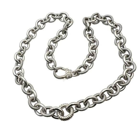 Judith Ripka Jewelry - Judith Ripka Sterling Silver Ribbed Smooth Link 16 Inch Necklace82 Gram